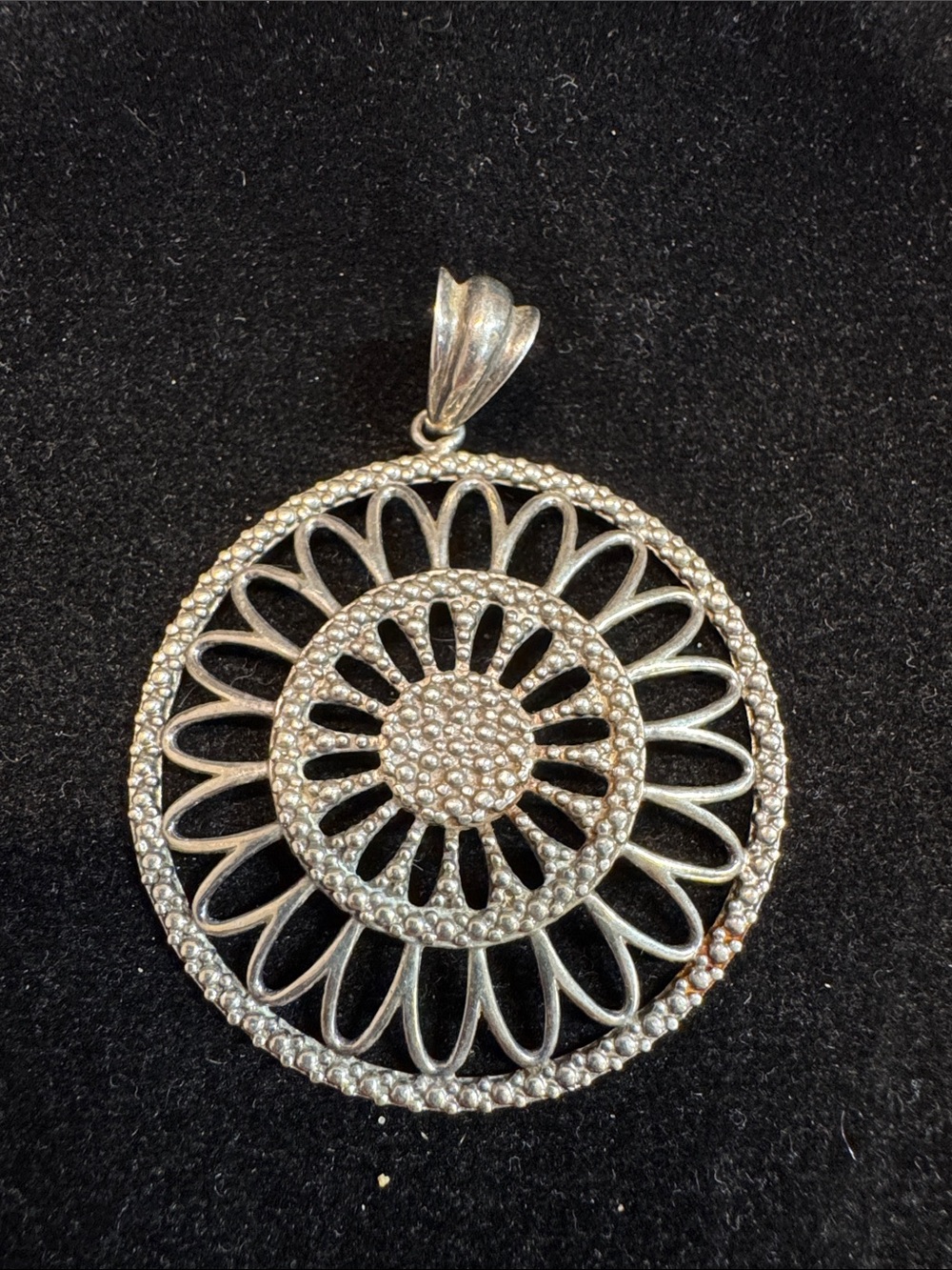 Silver Sunburst Filigree Pendant Necklace - Silver